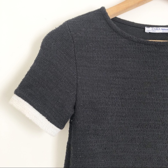 Zara Black and White Textured Short Sleeve Tee - Picture 3 of 3